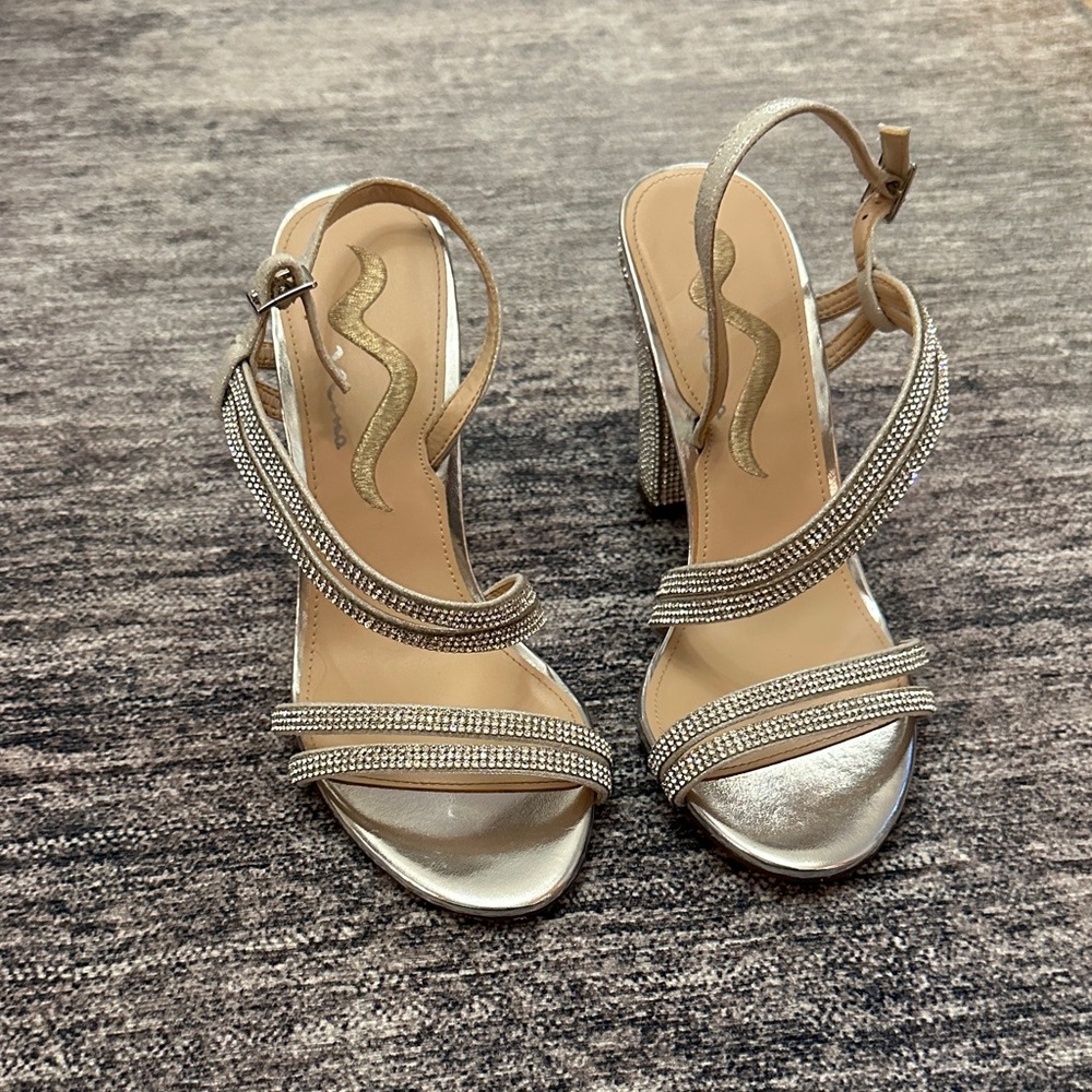 Nina Silver Strappy Heels